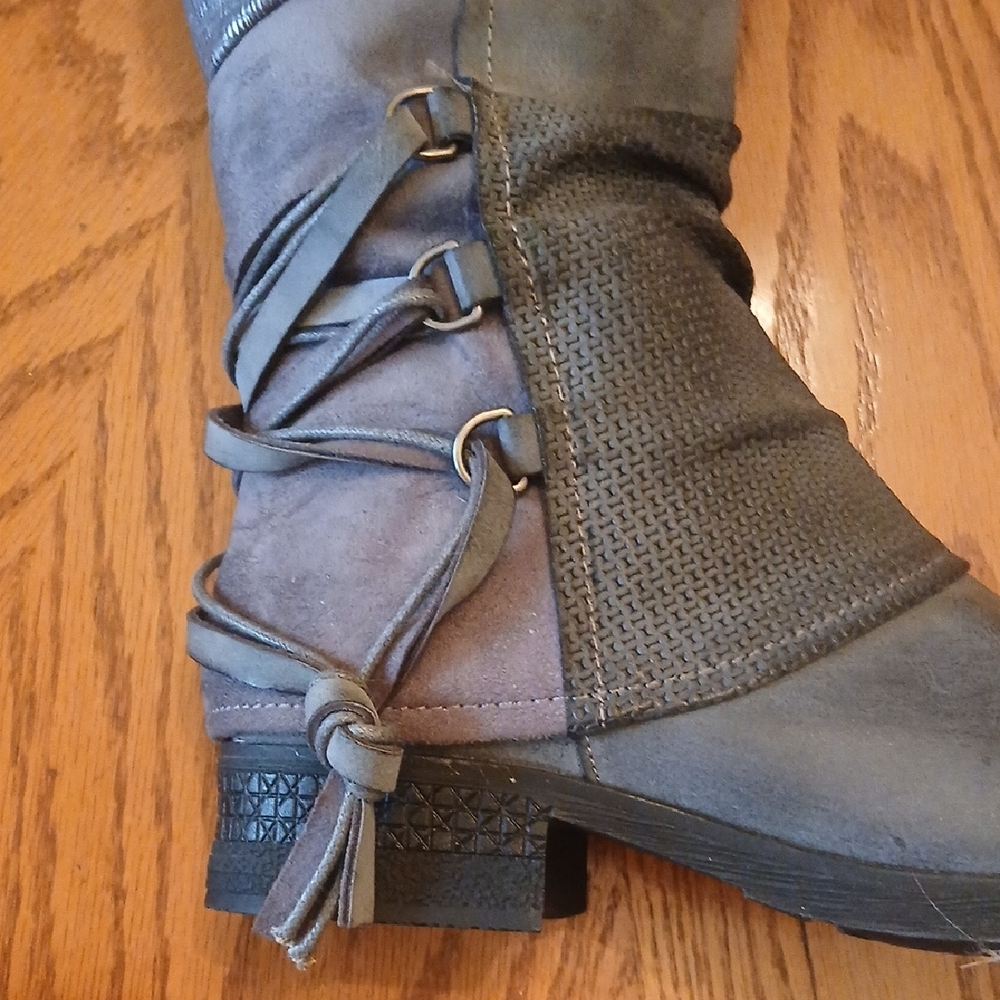 Gray Faux Leather Boutique Boots- Brand New - Picture 7 of 8